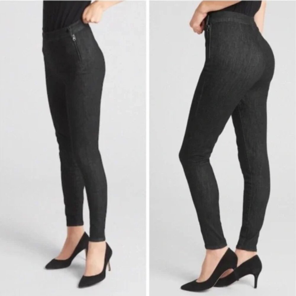 GAP Denim Women's Sculpt True Skinny Washed Black Side Zip Jeans Size 14